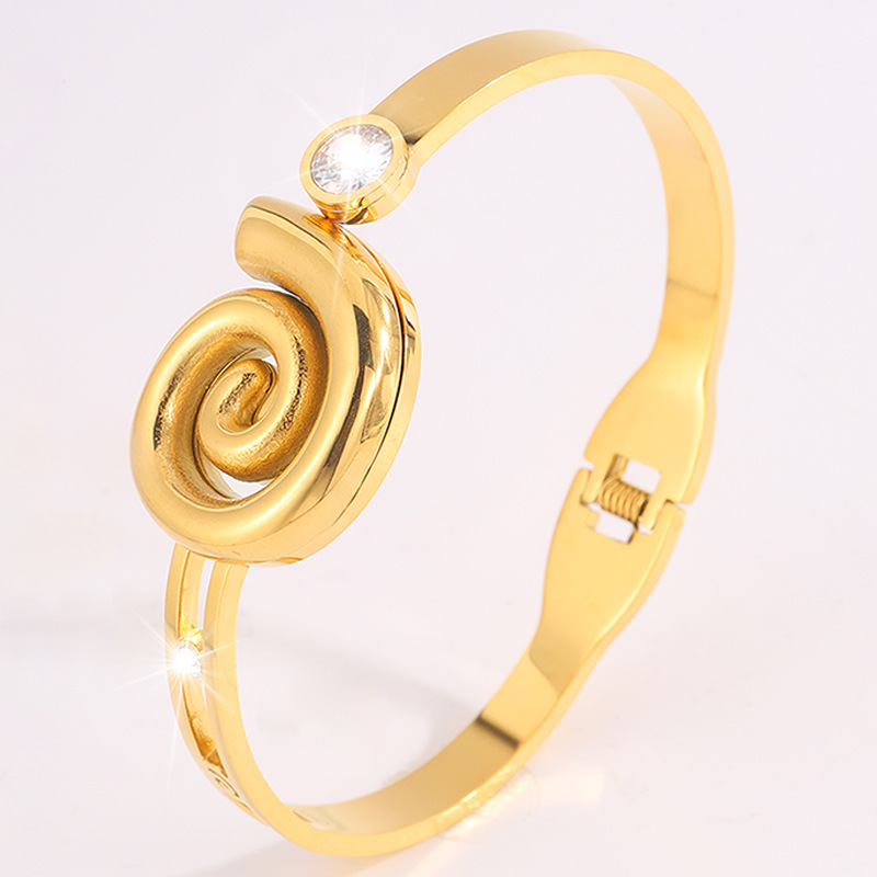 Nuevo estilo de moda europea y americana de venta cruzada de acero de titanio innovador diseño de anillo de diamante elástico brazalete de apertura joyería