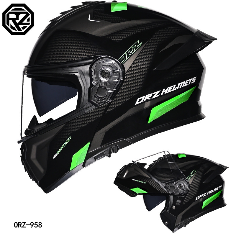 Orz casco de coche eléctrico masculino y femenino casco de verano doble espejo trasero medio completo personalidad cuatro estaciones pareja Bluetooth