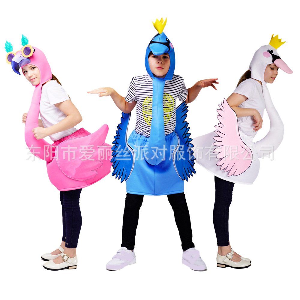 Los niños de Halloween Flamingo traje de la etapa Flamingo rol traje de rendimiento divertido traje de fiesta