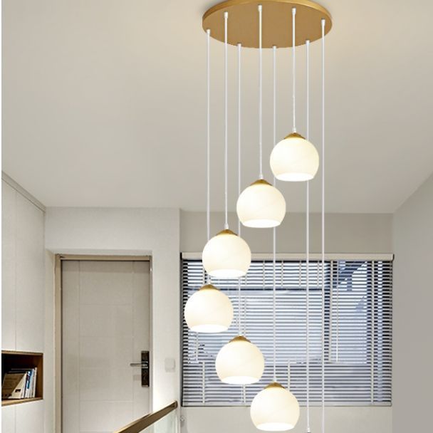 旋转复式楼loft灯具阁楼灯饰楼梯吊灯美式轻奢公寓楼梯间长吊灯