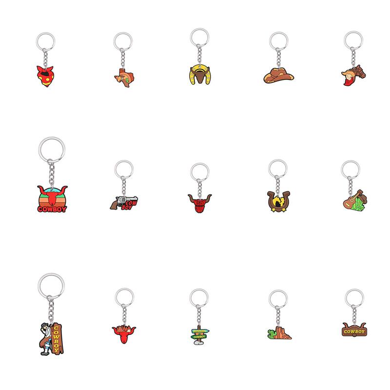 Cowboy Boy Pvc Soft Rubber Keychain Western Cowboy Boot Small Pendant Keychain Boy Small Gift Accessories Wholesale