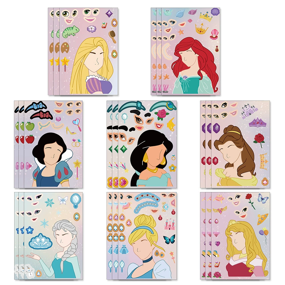 8 наклеек Белоснежка меняет лицо граффити коллаж DIY чехол для телефона портативный водонепроницаемый декоративный наклейка