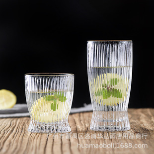 Vertical Pattern Glass Mug Internet Celebrant Heat Resistant Tea Cup Household Milk Drink Mouthwash Cup Coffee Cup Restaurant Beer Cup