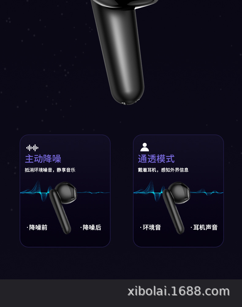 蓝牙耳机6.1入耳TWS蓝牙耳机数显降噪立体音电影翻译跨境货源批发