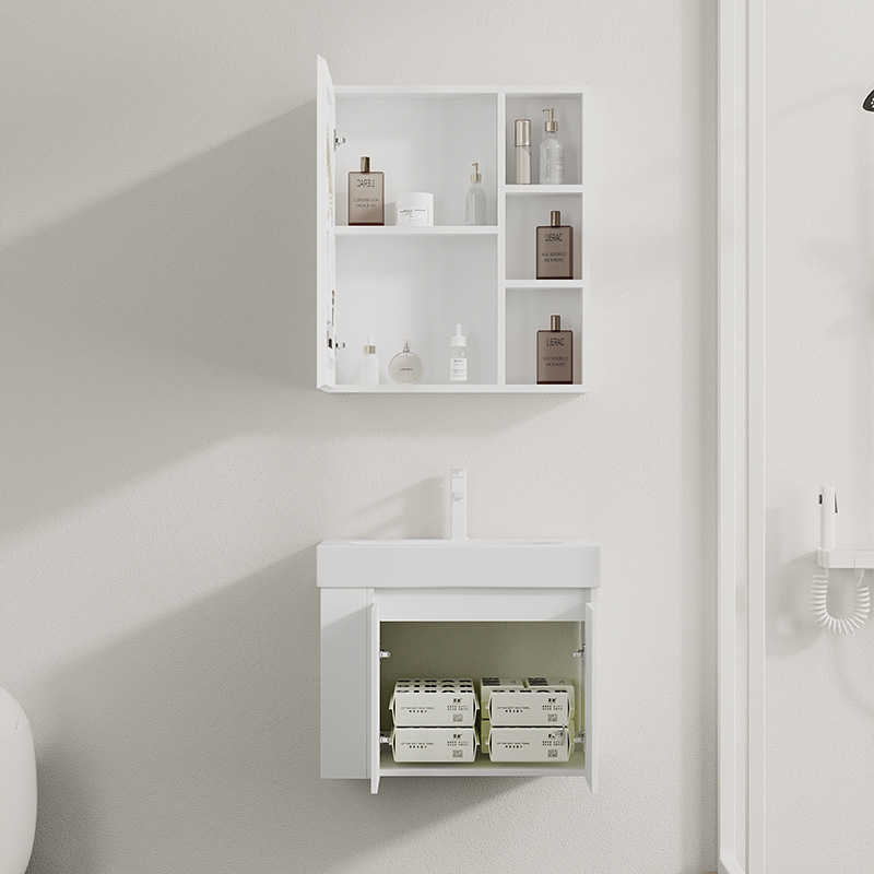 espesar panal de abeja espacio aluminio lado abierto almacenamiento pequeño gabinete de baño combinación cerámica lavabo lavabo lavabo lavabo