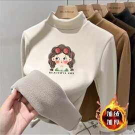 男女童加绒加厚半高领德绒打底衫2025秋冬季新款保暖宝宝长袖T恤