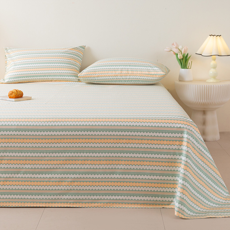 2025 nueva sábana de tela gruesa vieja de algodón puro pieza individual 100 funda de almohada individual de lino de algodón cama individual dormitorio de tres piezas 2