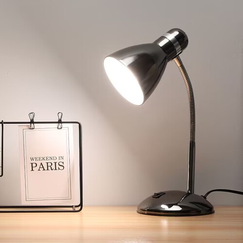 Old-fashioned metal LED desk lamp bed headlight office retro eye-care desk lamp E27 screw base yellow light dimmable plug-in type