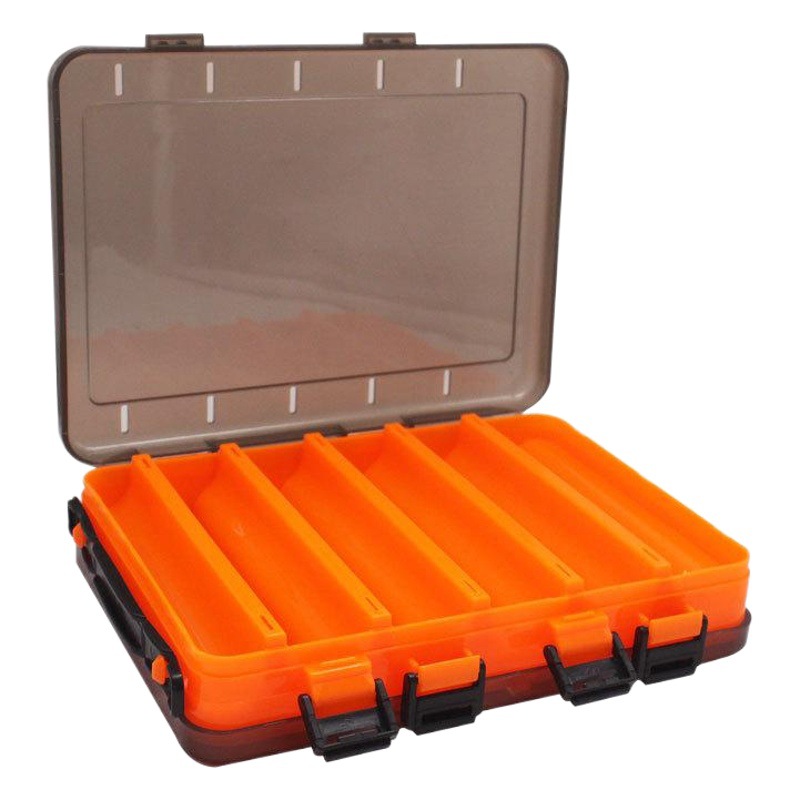 0 de doble cara abierta diez-Grid 14-grid caja de cebo de cinco colores cerradura de madera portátil Camarón Luya caja de accesorios de artes de pesca