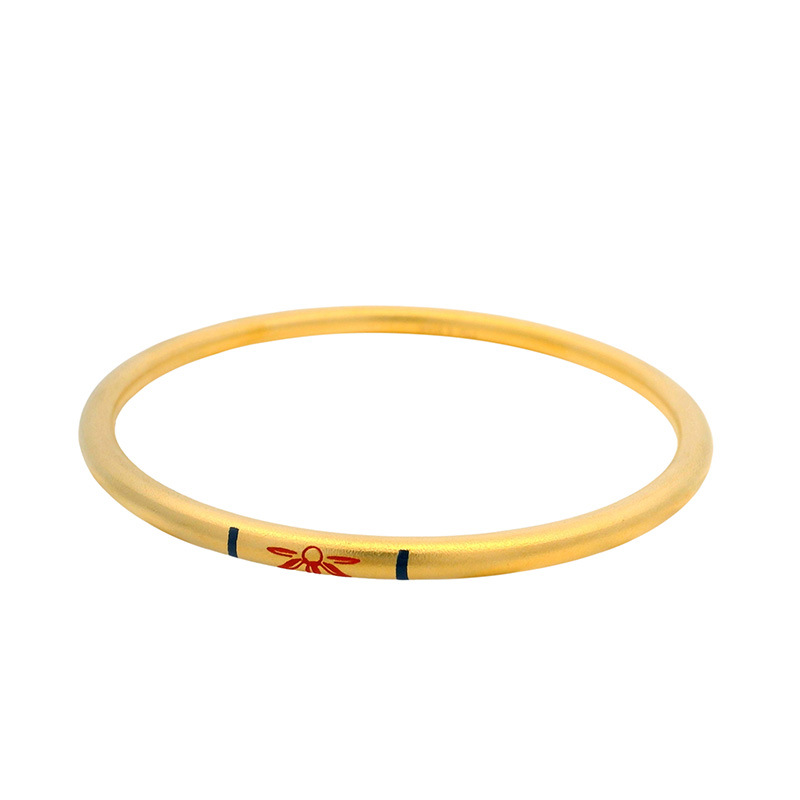 Nuevo modelo Xuping, brazalete de acero inoxidable chapado en oro de 24k, con patrón de loto tallado a mano, estilo vintage, herencia tradicional.