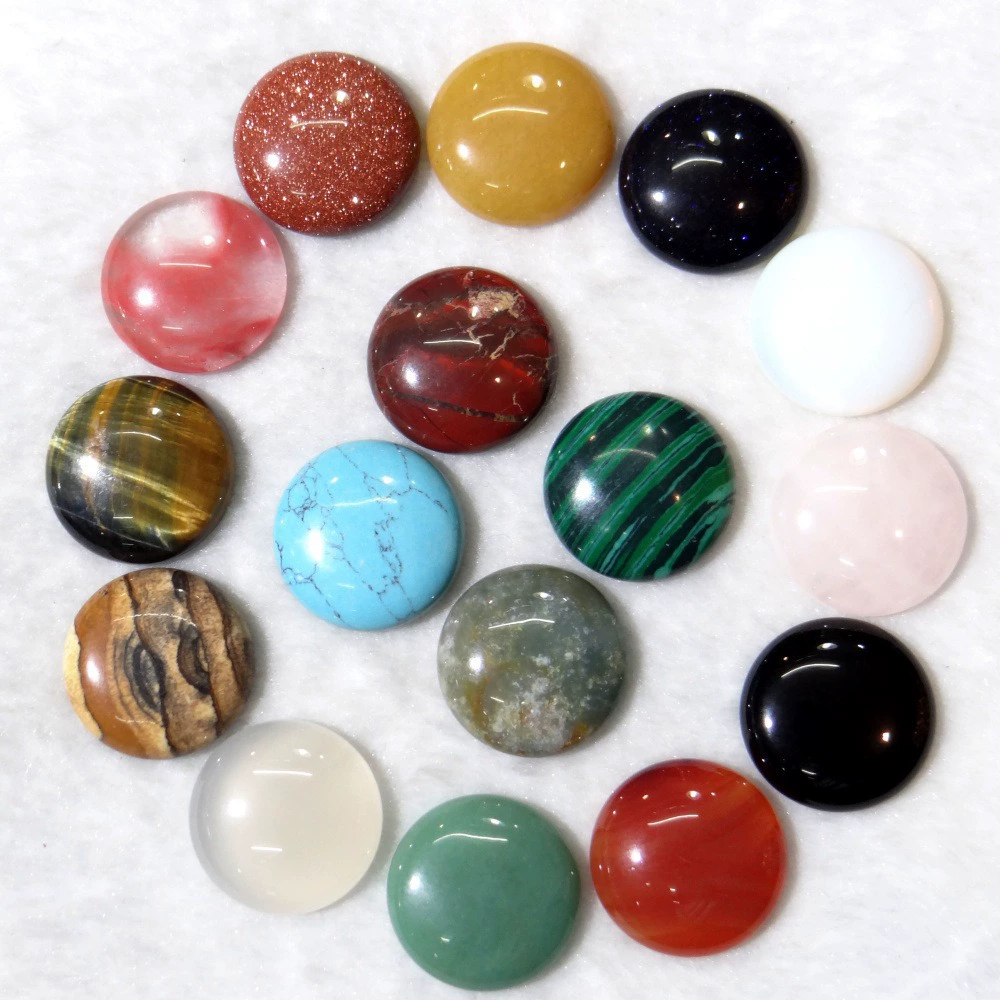 25 мм круглое кольцо лицо натуральный кристалл агат полукруглая нашивка геометрические DIY ювелирные изделия инкрустированные голыми камнями аксессуары