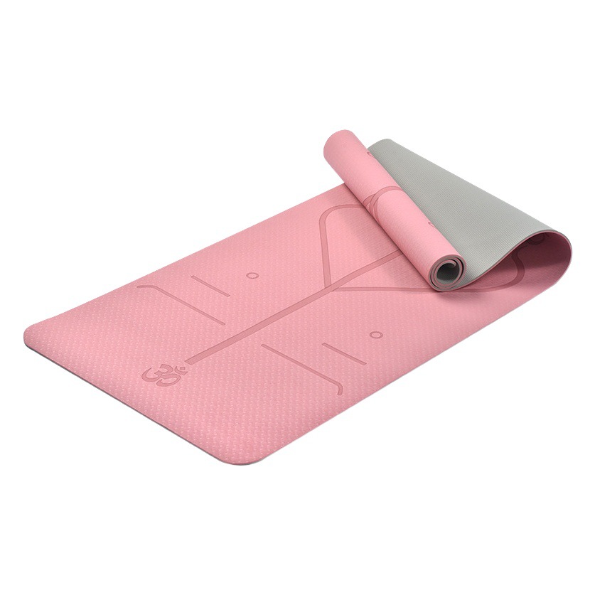 Tapete de yoga TPE antideslizante con líneas de postura, grueso y de doble capa, ideal para ejercicios, danza o pilates