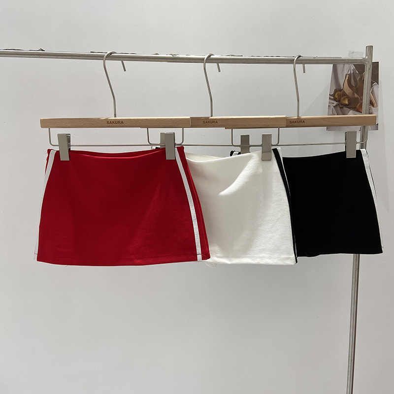 Pure Sexy Spice Girl Striped Stitching Skirt Women's Summer New Slim-fit High Waist Slimming Hip Short Skirt