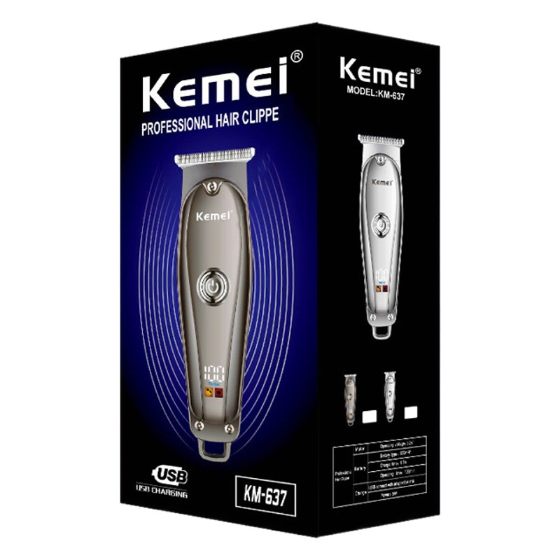 Kemei cortapelos KM-637 transfronterizo caliente USB cabeza de aceite Clipper LED LCD pantalla digital profesional peluquería eléctrica Clipper