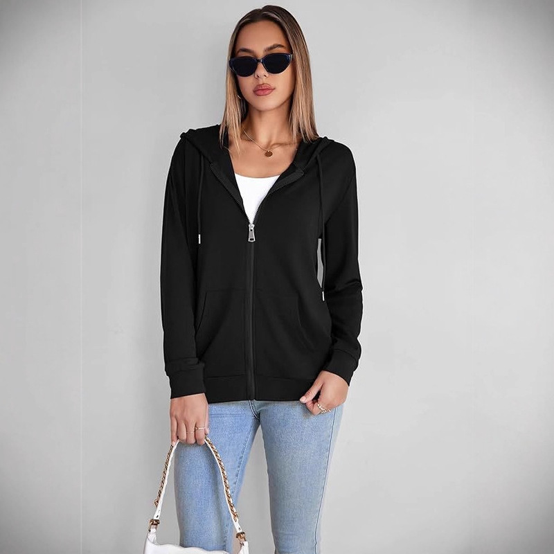 Amazon European and American Style Zip-Up Hoodie Sweatshirt Y2K Autumn Long-Sleeve Loose Pocket Jacket Sweatshirt