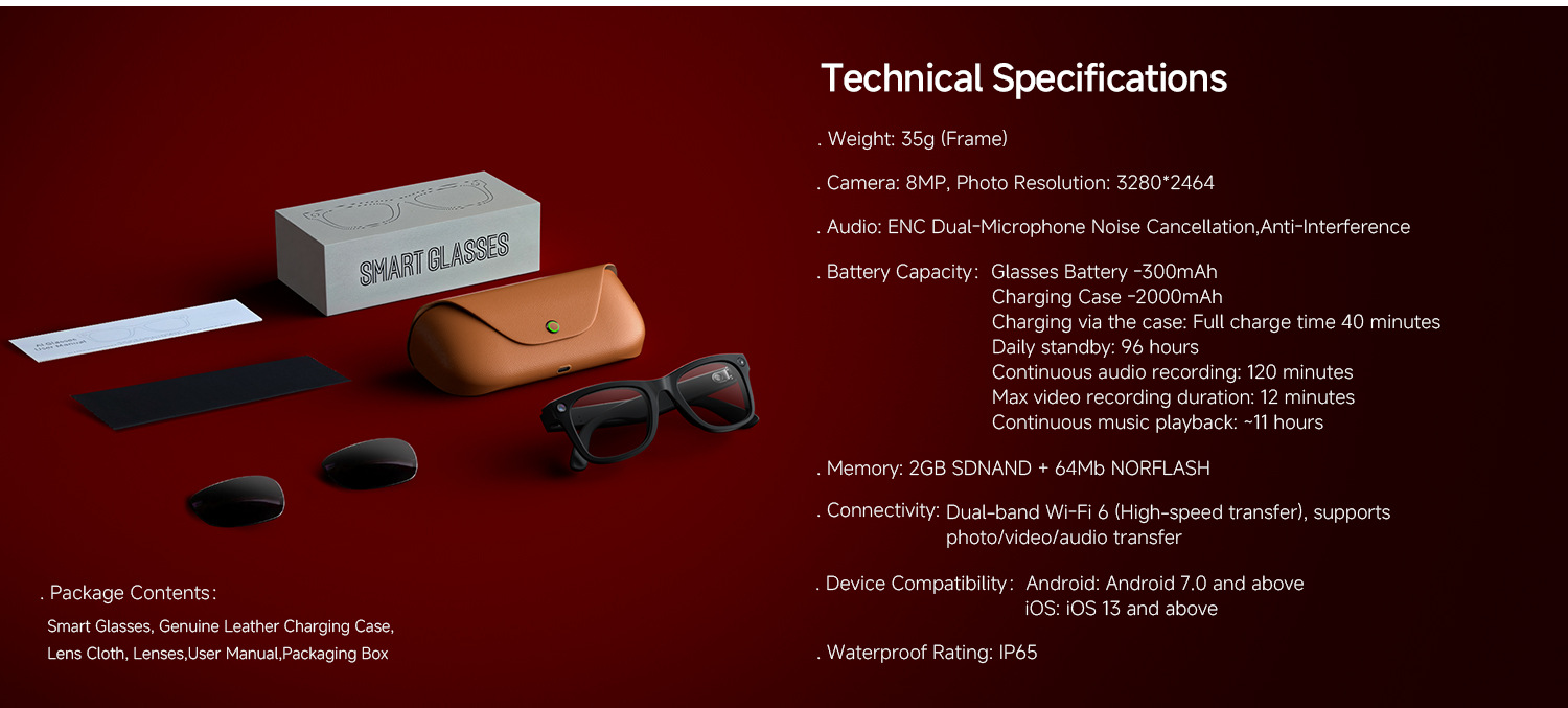 Grenzüberschreitende HD5Ultra intelligente Brille 8 Megapixel Bildstabilisierung Foto Videokamera AI Übersetzung Bluetooth Anruf Aufnahme