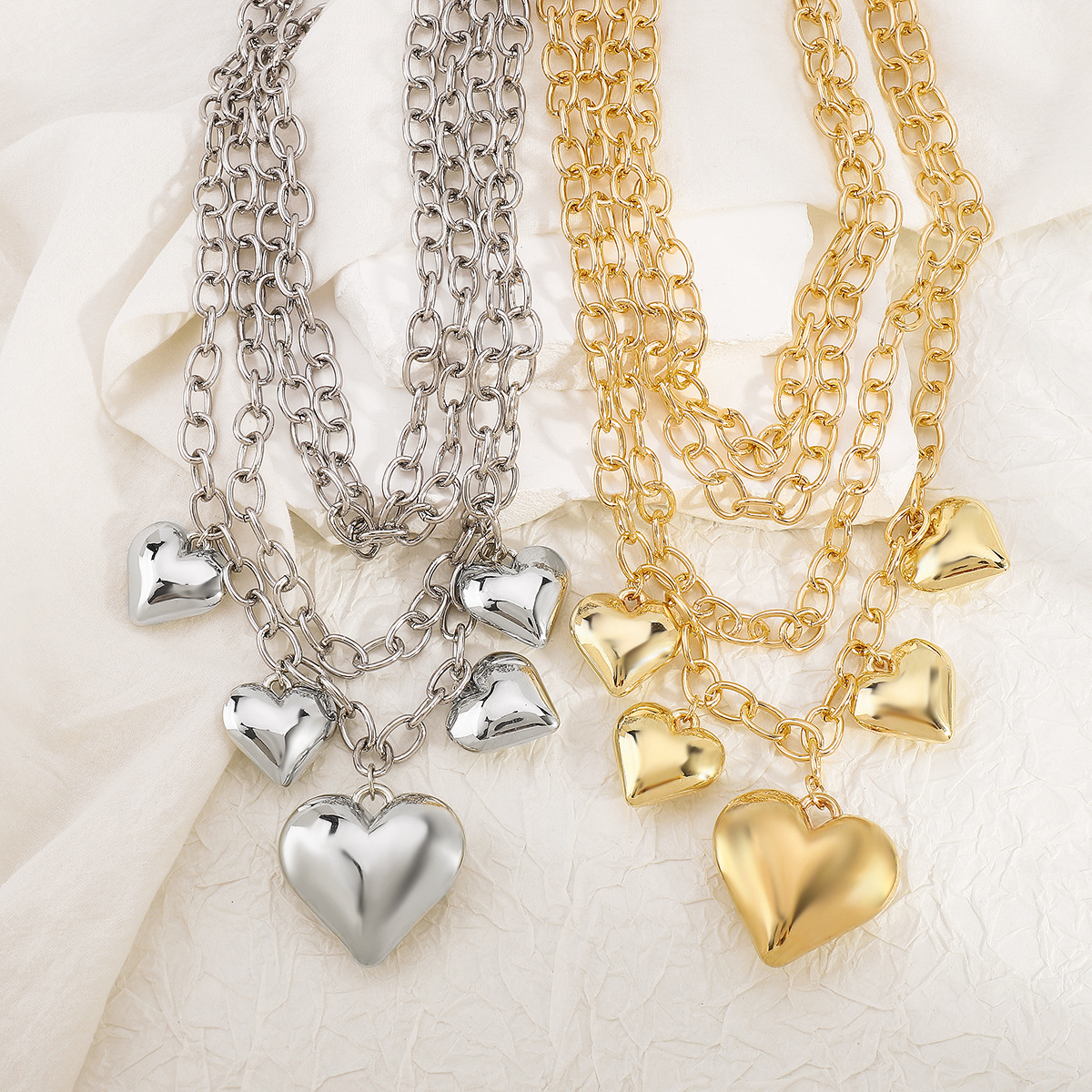 50g Weight CCB Pendant Material Necklace Classification Aluminum Chain Material Paperclip Chain Chain Type 1 Piece Quantity Daily Occasion CCB, Aluminum Material Heart Shape Pattern Women's Gender Plating Design Exaggerated Style Exaggerated Heart Shape CCB Aluminum Paperclip Chain Statement Necklaces Wholesale 10