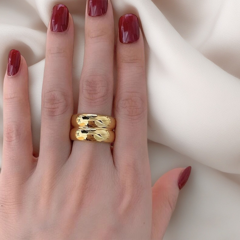 Herren Ring Aus Titanstahl Schlichtes Doppelagiges Partnerdesign_voghion.com