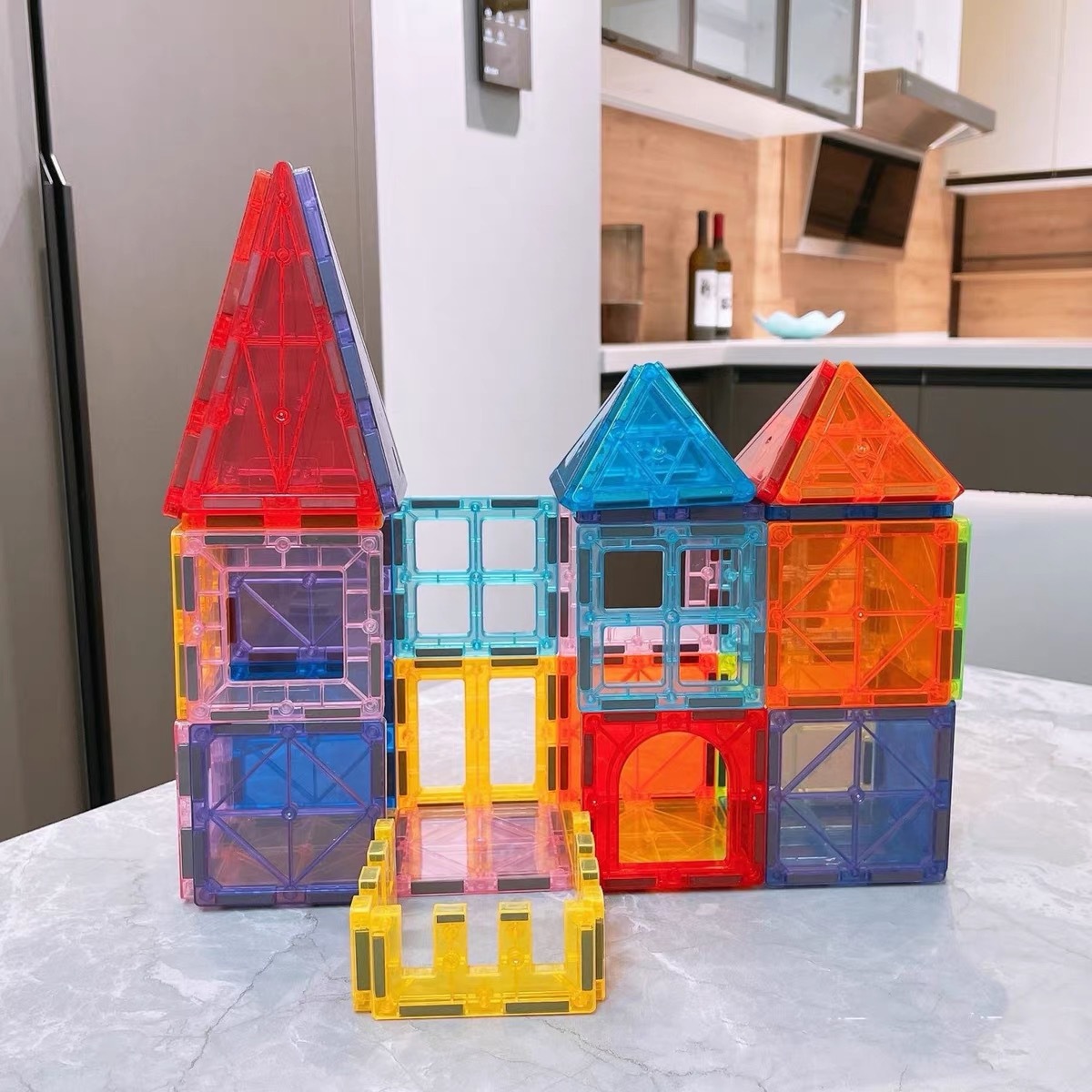 Ventana de color magnética de gran magnitud, bloques de construcción magnéticos para niños, juguetes de puzzle magnéticos de 7,5 cm, regalos para niños y niñas