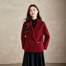 2025秋冬新款宽松小个子西装领大衣气质双面羊毛呢时尚外套HE5149