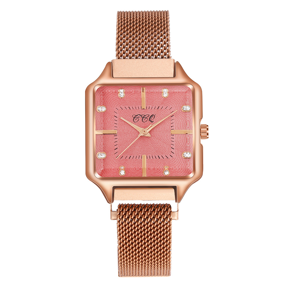 Modische Luxus-Quadrat-Zifferblatt mit Diamant-Intarsien, modische Magnetschnalle mit Quarz-Damenarmbanduhr_voghion.com