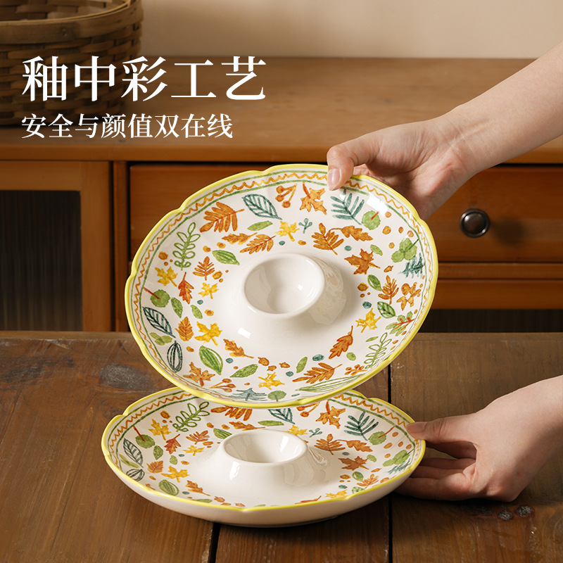 Porcelana de pelo suelto esmalte de cerámica de color cerámica placa de cerámica doméstica 2026 nuevo estilo con platos de frutas de alta calidad image 3