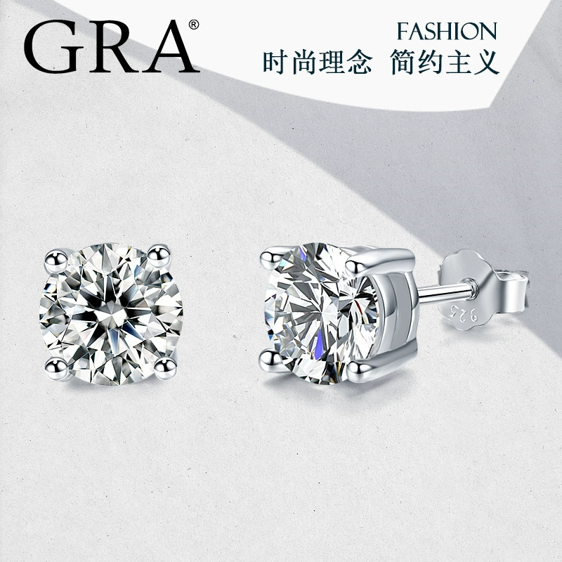 White asymmetrical stone inlay, pack, earrings, Korean style