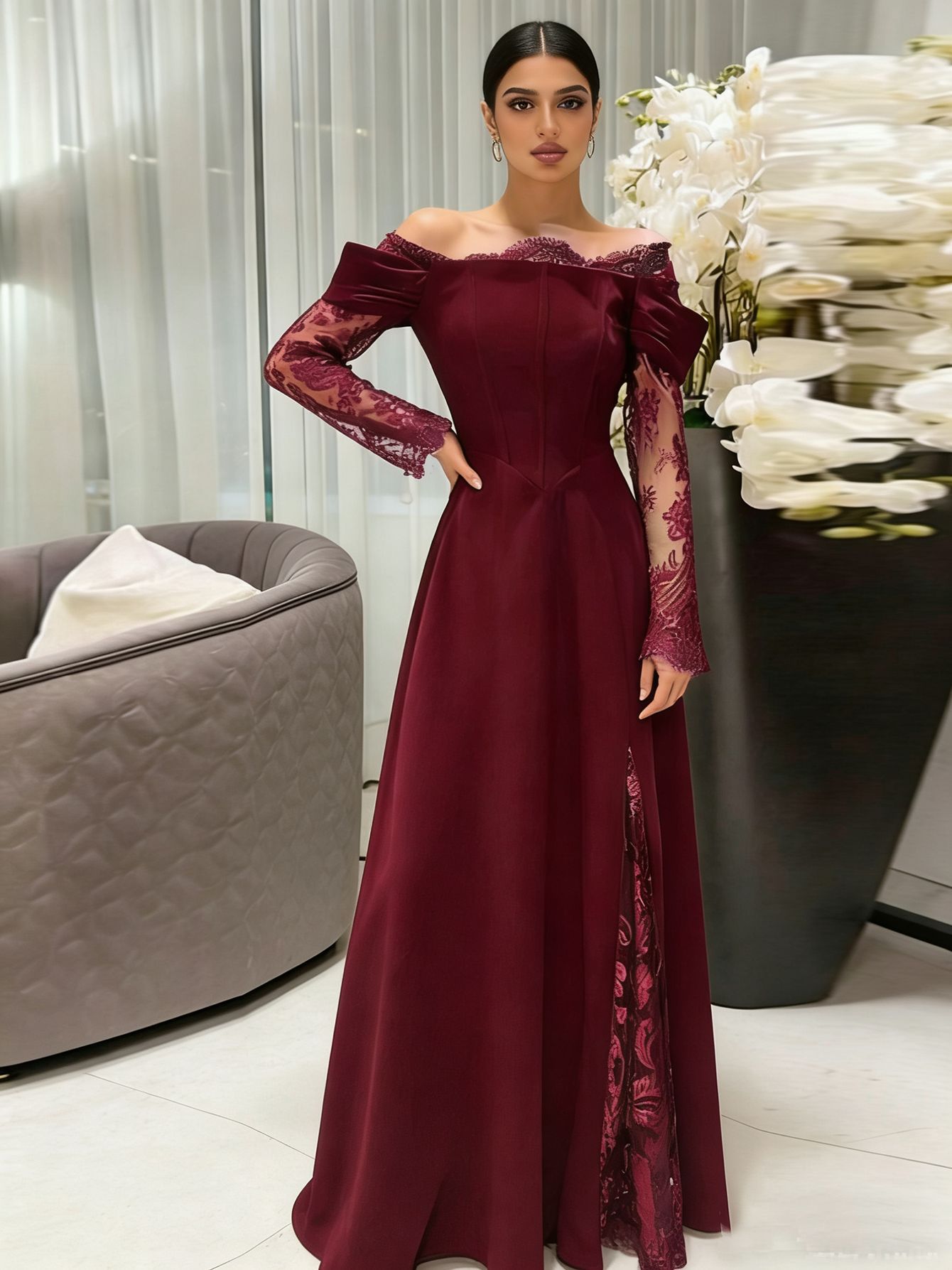 Comercio exterior europeo y americano talla grande nueva ropa de mujer wish Amazon eBay sexy encaje hueco manga larga falda lápiz image 2