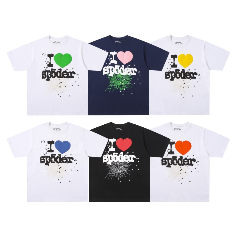 Sp5Der Hip-Hop Singer Youngthug's Same Style Foam Letter 555555 Couple's Short-Sleeved T-Shirt and Full Diamond Shorts