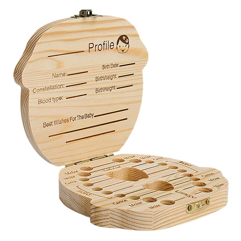 Caja de madera para dientes y cabello de bebé