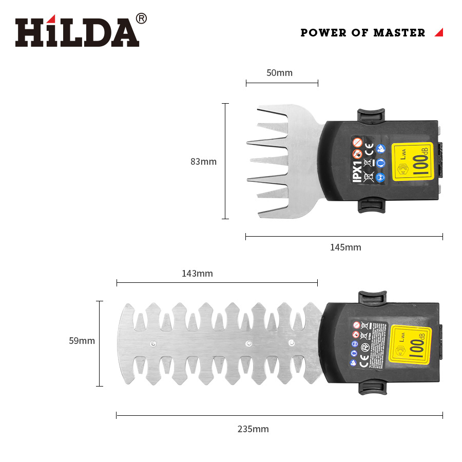 Cortasetos HILDA/Hilda con batería de litio, tijeras de podar, tijeras de jardinería, batería de litio de alta potencia, podadora de setos de una mano