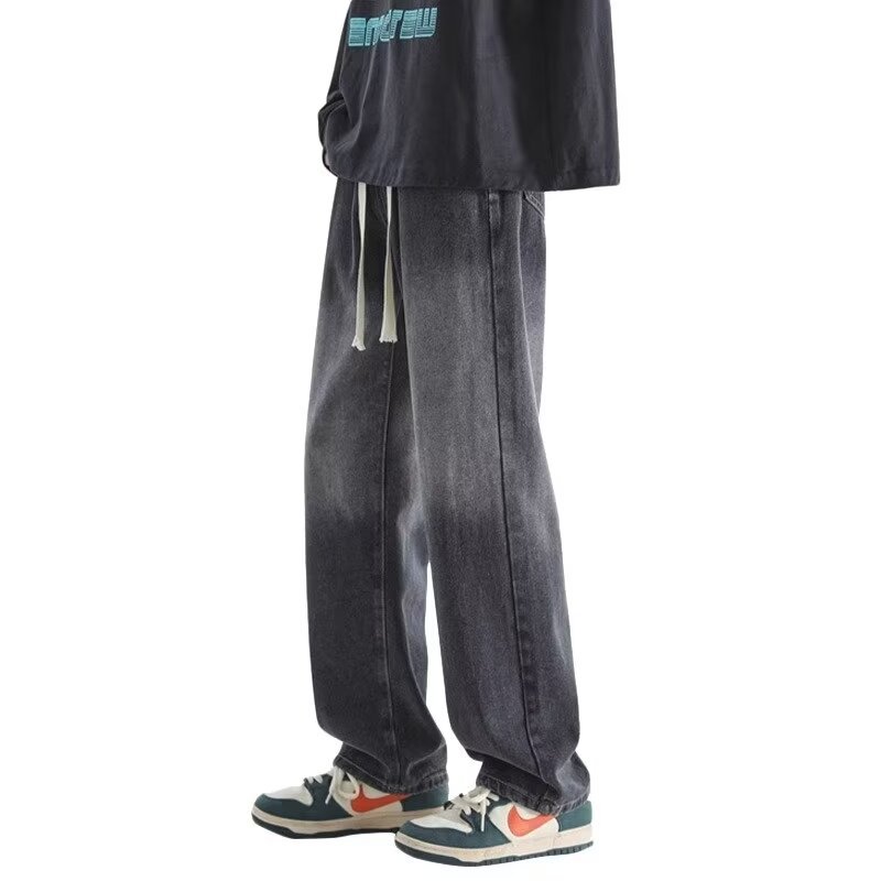 Estilo de Hong Kong hombres de moda verano nuevo estilo 2024 personalidad alfabeto jeans hip-hop ins marea calle alta tendencia pantalones guapos