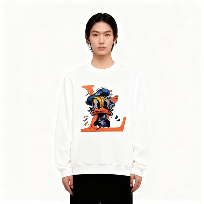 Cross-Border Export L Family Letter Print Versatile Sweatshirt for Men and Women Loose Casual Round Neck Long-Sleeved T-Shirt Couple Wear