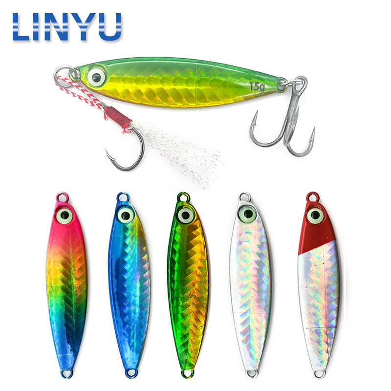 路亞鐵板仿生假餌暴釣岸投海釣鐵板鉛魚餌配四倍血槽鈎慢搖裸板餌