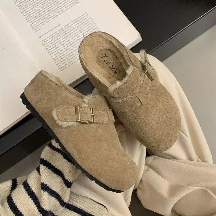 Толстая подошва маленький ретро девушка Мори толстая подошва модная матовая пряжка теплая ленивая