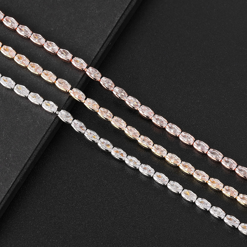 Copper Pendant Material Zircon Inlay Material Copper Rose Gold Plated White Gold Plated Gold Plated Plating Inlay Oval Zircon Necklace