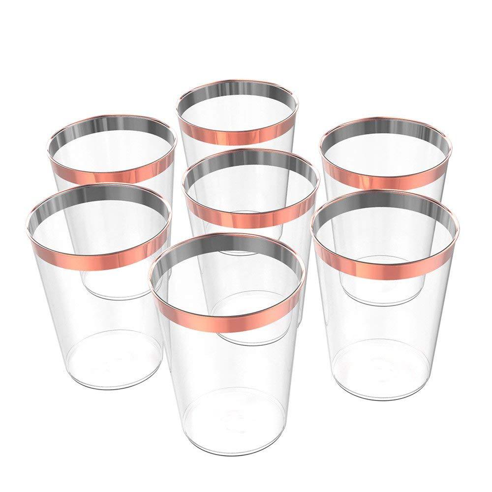 10oz borde dorado Borde de plata Rosa borde dorado Copa de vino desechable Comida occidental taza de helado copa de vino copa de champán
