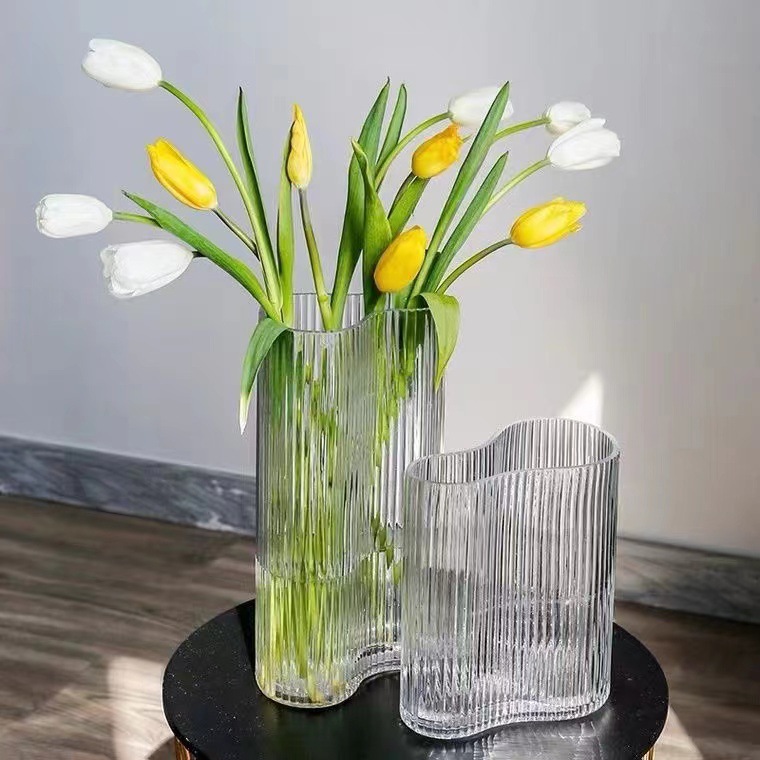 Creative glass foot vase transparent irregular living room bedroom office table water culture flower arrangement ornaments wholesale