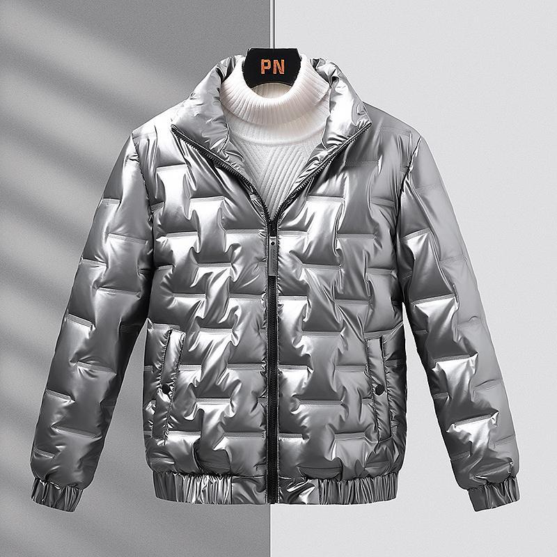 Men's Padded Jacket Stand Collar Slim Fit Warm Winter Coat_voghion.com