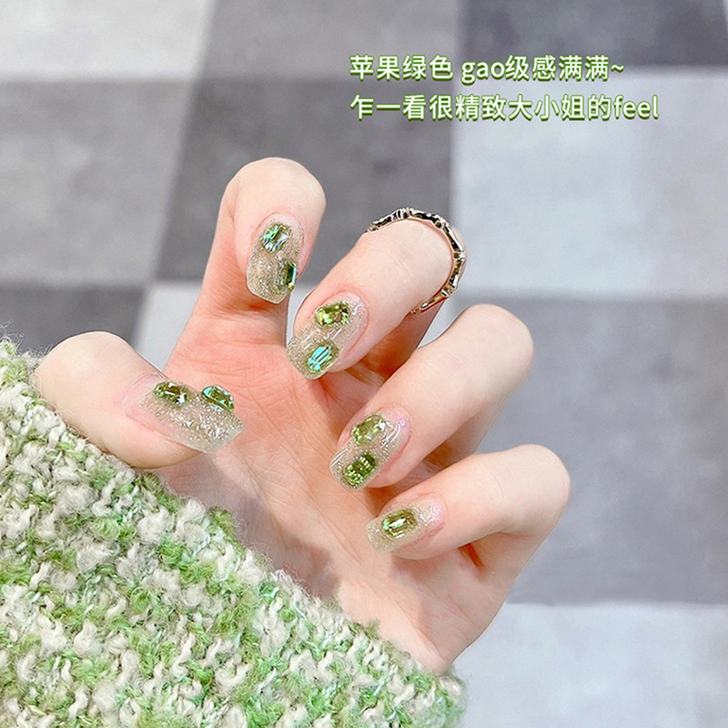 Net red nail art sugar diamond jewelry wholesale three-dimensional resin Aurora magic color flat bottom long octagonal shaped diamond nail drill Net red nail art sugar diamond jewelry wholesale three-dimensional resin Aurora magic color flat bottom long octagonal shaped diamond nail drill