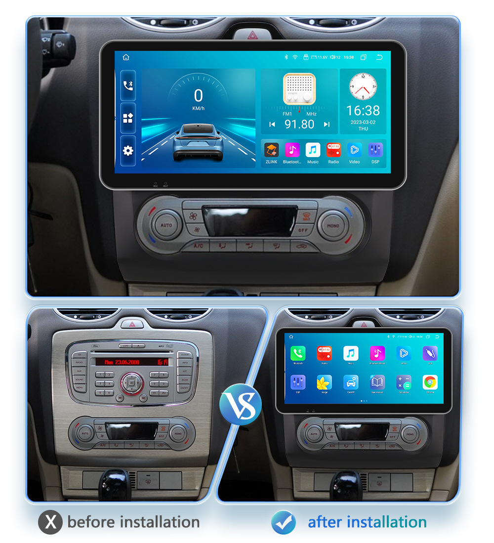 Suitable for 04-11 Ford Focus Android Large Screen Car Navigator with Wireless Carplay