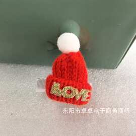 圣诞迷你围巾帽子迷你love发夹  头饰 tume  亚马逊