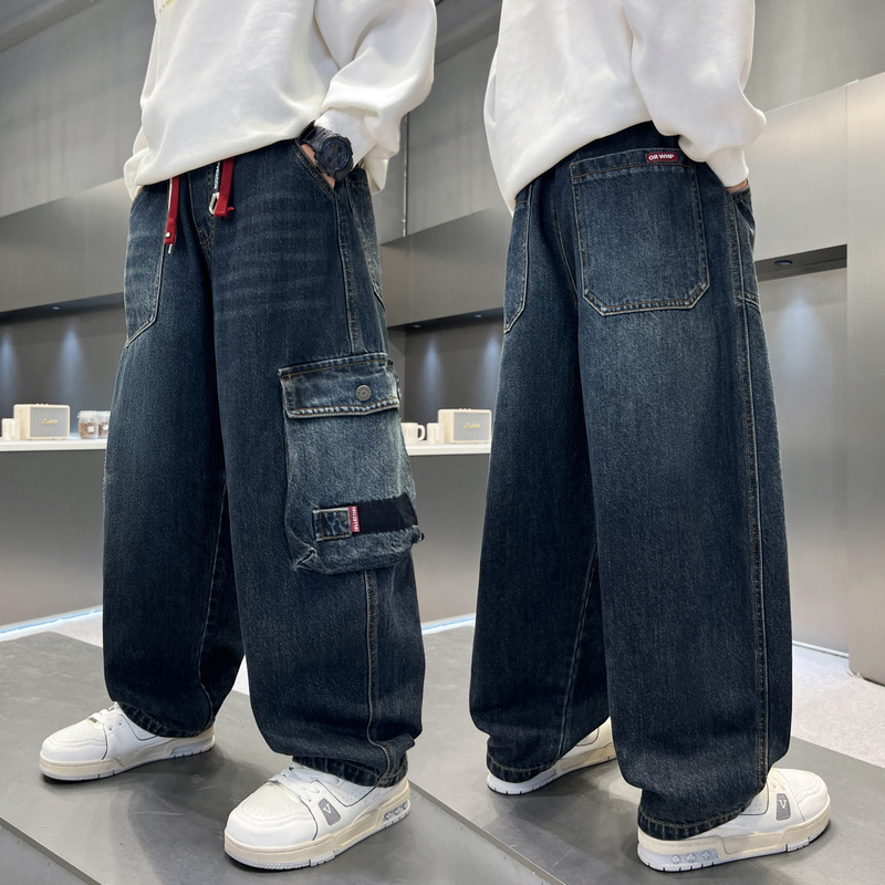 Children's Clothing Boys' Jeans Spring and Autumn 2026 New Spring Style Kids' Wide-Leg Pants Stylish Straight-Leg Versatile Long Pants