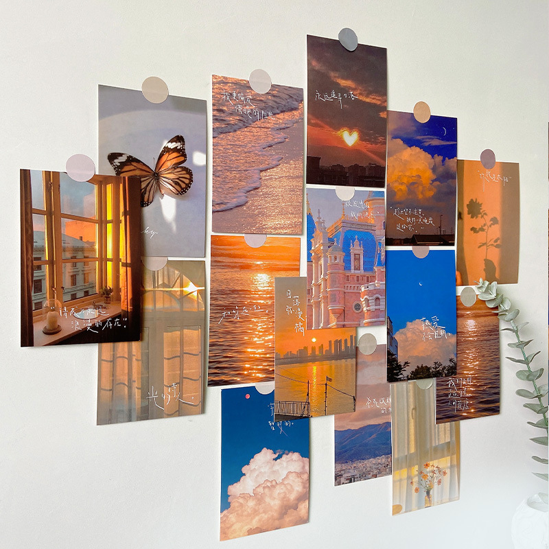 30 hand accounts decorative greeting cards postcards room photo wall sunset sunset photo props material decorative wall stickers
