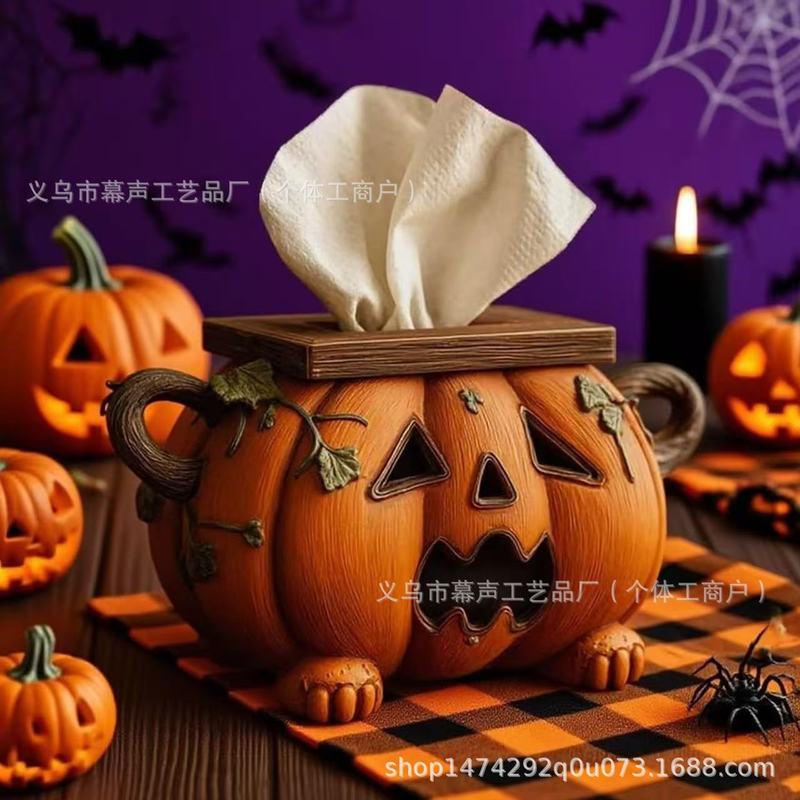 Halloween Pumpkin Tissue Box Holder万圣节南瓜纸巾盒架卫生架|undefined