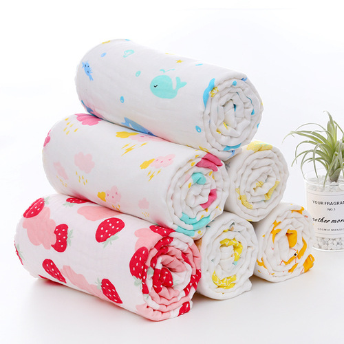 Four-layer cotton gauze baby bath towel, newborn blanket, water-absorbent, newborn baby bath wrap, children's towel blanket