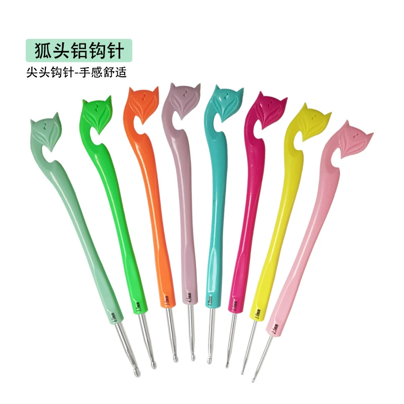 Цветная пластиковая ручка из лисы с алюминиевой головкой крючка набор ручной работы с алюминиевым крючком из 8 блистерных пластмасс