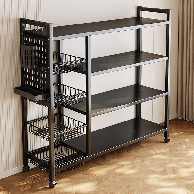 Estante de almacenamiento de cocina Estante de almacenamiento multicapa de piso Cesta multifuncional de frutas y verduras Horno de microondas Estante de almacenamiento de artículos