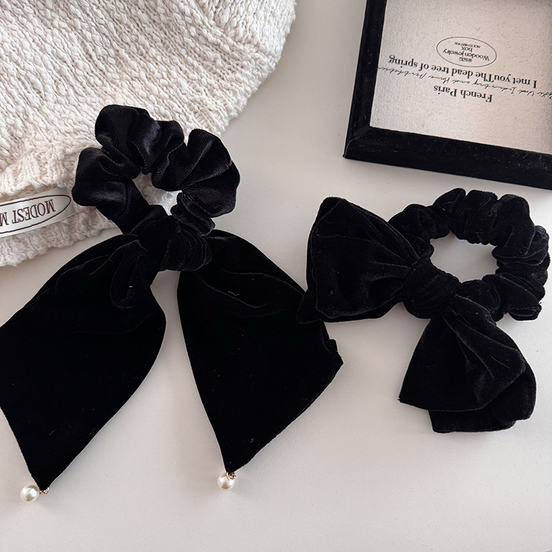 Nastro pendente in velluto nero con perle, stile fascia per capelli, corda per capelli, elegante, retrò, in velluto, copricapo tutto-fiammifero, copricapo a fiori_voghion.com