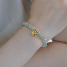 天然高品质玉料手链女士弹力手串复古中国风简约福字财运小众设计